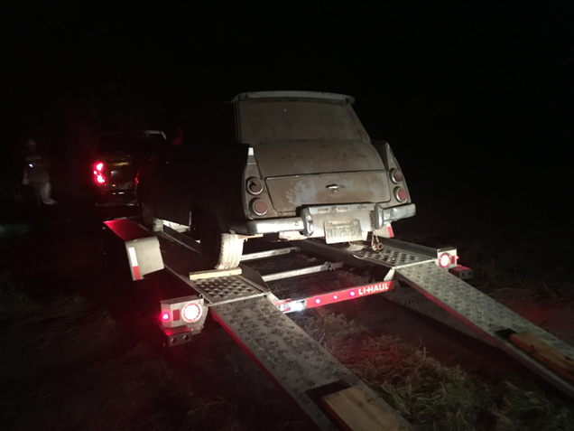 Finally on the trailer. I didn’t take any other pictures because it was dark. Really dark. Did I mention that the sun had gone down hours ago? (I took this picture with one eye closed because I was half asleep)